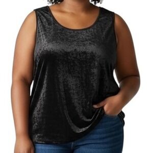 Citron Santa Monica Women's‎ Black Velvet Sleeveless Top Party Career Casual 2X